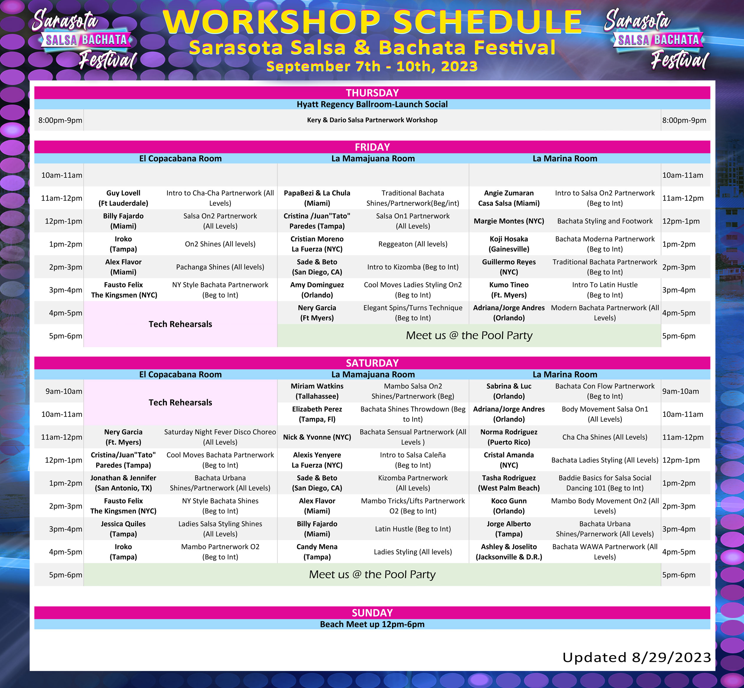 Schedules Sarasota Salsa & Bachata Festival